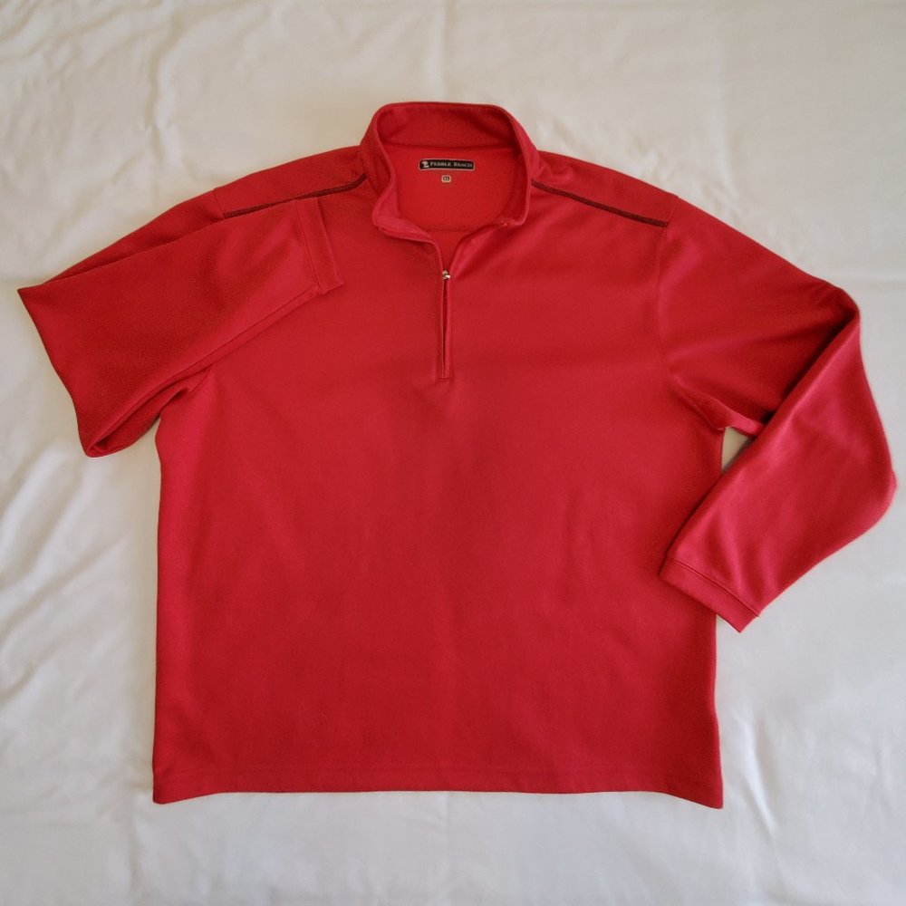 Pebble Beach Performance Long Sleeve 1/4 Zip Red Athletic/Athleisure Pullover
